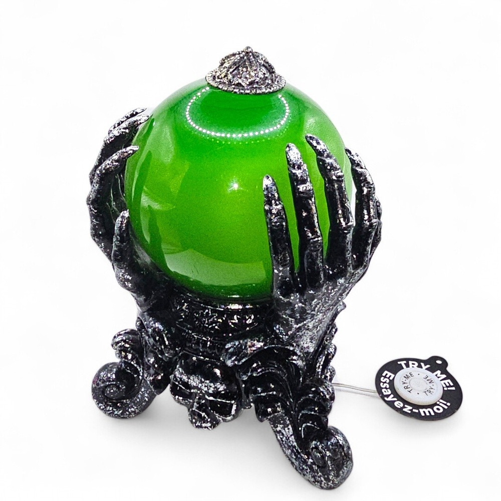 Martha Stewart Animated Green Crystal Ball on Skull Stand Motion Sound Decor EUC - Picture 7 of 8